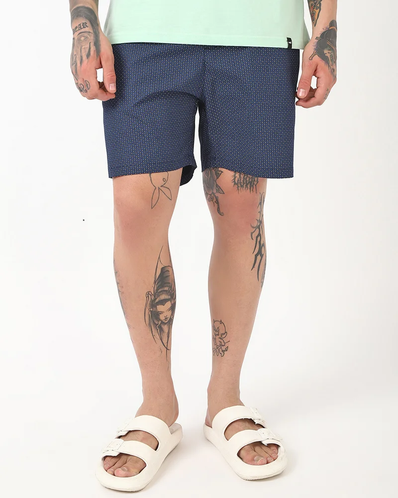 بيواكوف بوكسرات رجالي مطبوعة بالكامل باللون الأزرق الداكن